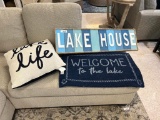 Lake House Sign, Mat and Pillow