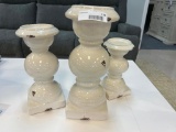 Three White Candle Pedastals