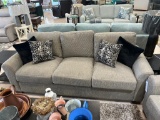 Warm Grey Sofa w/decorative pillows