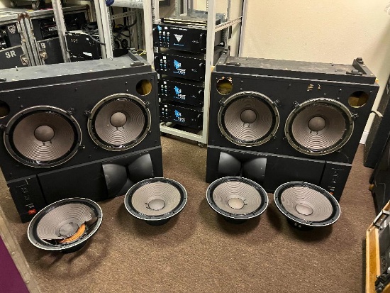 JBL 4435 Studio & Audio Speaker Boxes with 4 extra speakers, Box size 22"x 9"x17" WHD