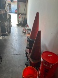 Contents of corner including tool boxes, cones and tires