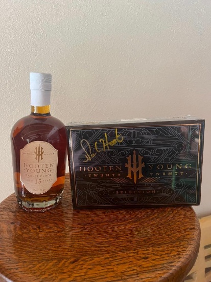 Hooten Young 15 year aged bourbon whiskey and Hooten Young Cigars package