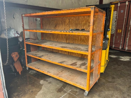 Rolling Metal Shelf @ 30" deep x 6 ft Tall x 6 ft wide