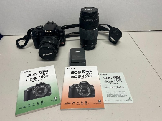 Canon EOS 400D Digital Rebel XTI Camer with Case. Zoom Lens 75x30mm & Regular Lens 18-55 mm
