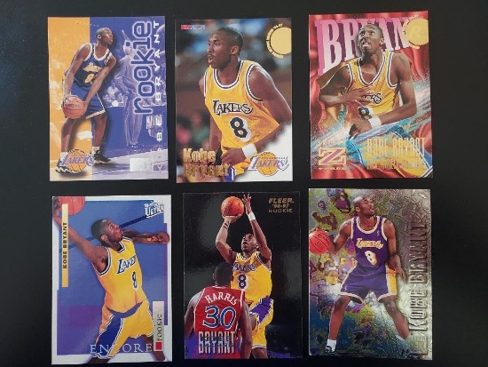 6 - Kobe Bryant Rookie Collector Cards (#'s 203, 281, 142, 266, 203,181) Fleer & Skybox