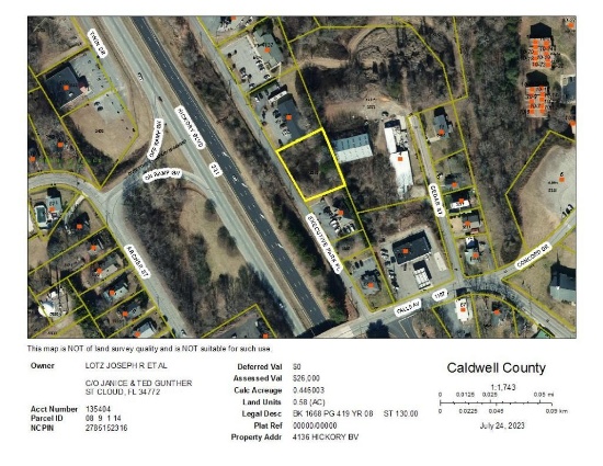 0.58AC of VACANT Commercial land, located at 4136 Hickory Blvd, Granite Falls, NC 28630