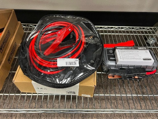 Lot of Jumper Cables and Noco Boost X Jumpstarter