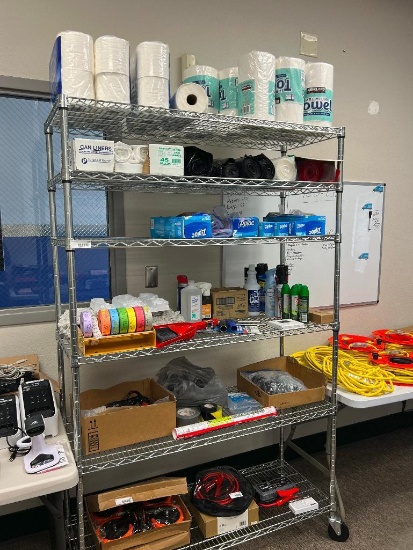 Rolling Metro Rack and Misc. Cleaning Supplies