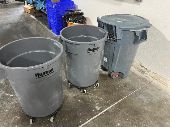 Lot of Rolling Trash Cans
