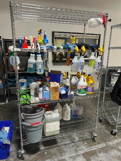 Rolling Cart with Cleaning Supplies