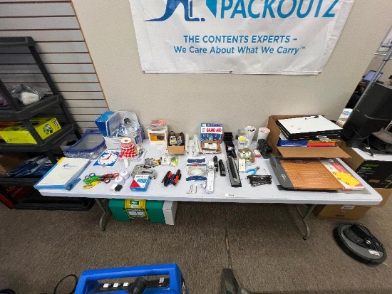 Misc. Lot of Office Supplies and Table