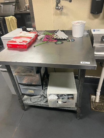 Stainless Steel Prep Table and Contents