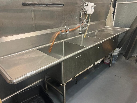 Stainless Steel Deep 3-Compartment Sink