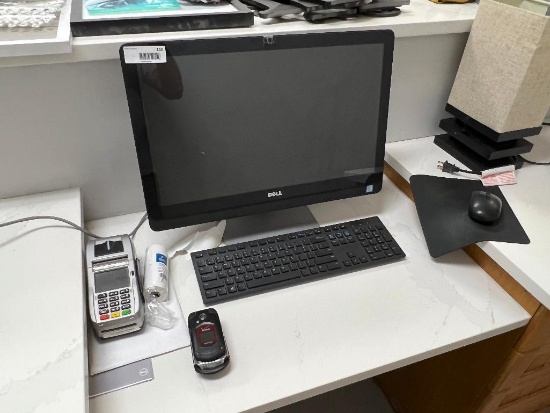 Monitor, Credit Card Machine and Lamp