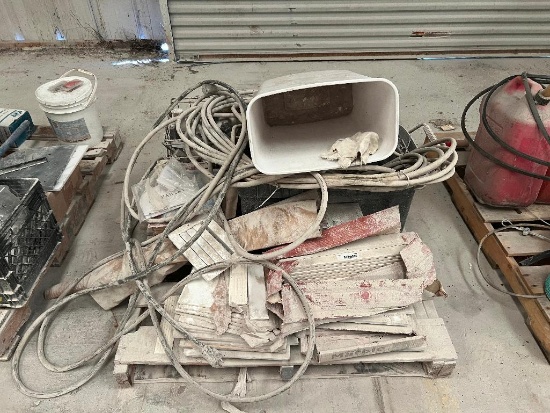 Misc. Items (tiles, cords, hose, trash can)