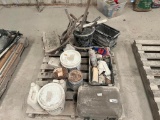 Pallet of Misc. Items (hydraulic leak stopper, toolbox)