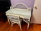 White wicker desk and chair