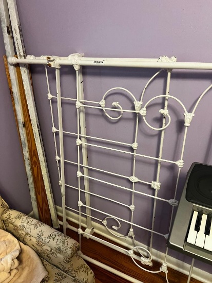 White wrought iron full bed frame