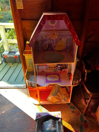 Beauty and The Beast Doll House with accessories and 3 Misc dolls