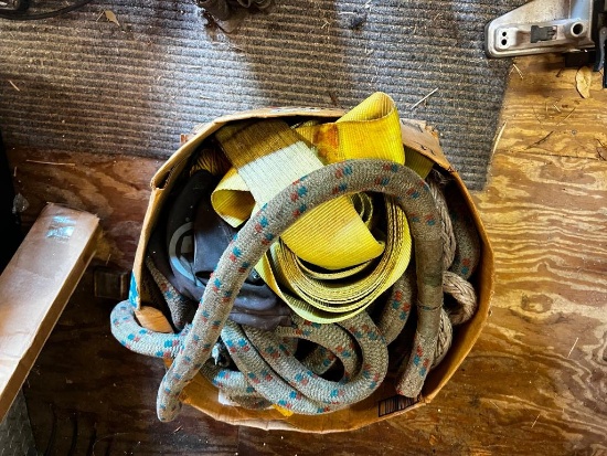 Box of misc. Straps & Ropes