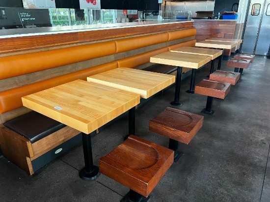 (3) benches, (6) 2 top tables, (6) chairs, see photos