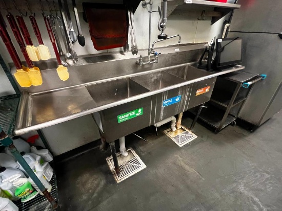 3 compartment ss sink