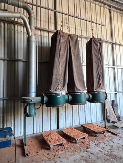 Rees-Memphis three (3) bag recirculating type dust collector,