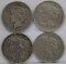 4 Silver US Peace Dollars