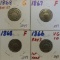 Four U.S. Shield Nickels