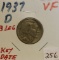 1937-D 3 Legged Buffalo Nickel VF