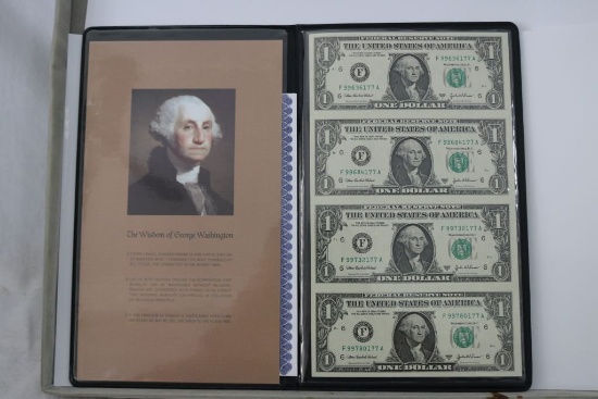 Uncut Sheet of 4 -2003A $1 Notes