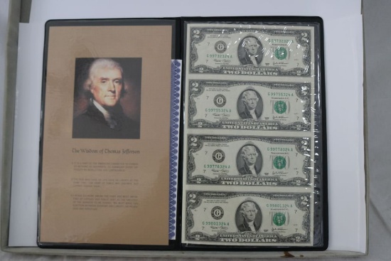 Uncut Sheet of 4 -2003 $2 Notes