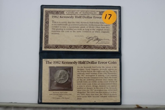 1982 Kennedy Half Error Coin