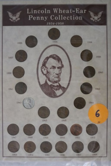 1934-1958 Lincoln Cents in Frame