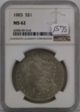 1883, NGS MS62 Morgan Silver Follar