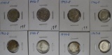 8 Silver US Mercury Dimes