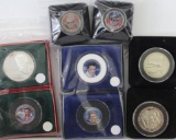 Colorized Quarters, $5 Pearl Harbor Coin, $10 G.W. Bush Coin