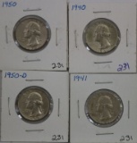 4 Silver US Washington Dollar Coins