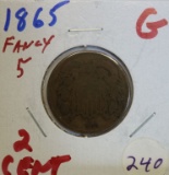 1865 Fancy 5 Two Cent Good