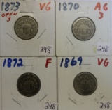 Four U.S. Shield Nickels