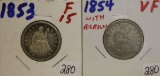 Two Liberty Seated Quarters
