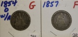 Two Liberty Seated Quarters