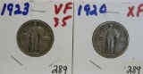 Two Type 2 Standing Liberty Quarters