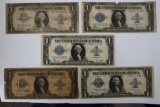 5 Large $1 Silver Certificates US