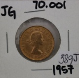 1957 Gold Sovereign Elizabeth II Coin