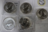 5 Silver 2014 1oz Canada Maple Leafe $5 Coins