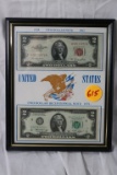 United States 1953 & 1976 $2 in Frame