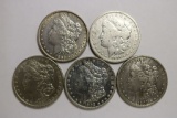 5- Silver Morgan Dollar Coins