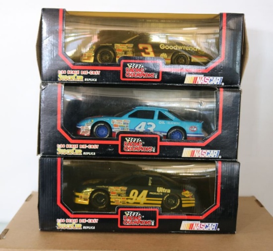 Three 1:24 Scale Die-Cast Stock Car Replicas