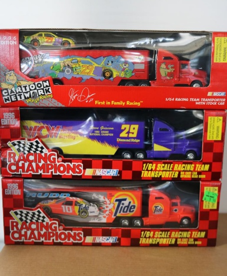 Three 1:64 Scale Transporters by Racing Champions